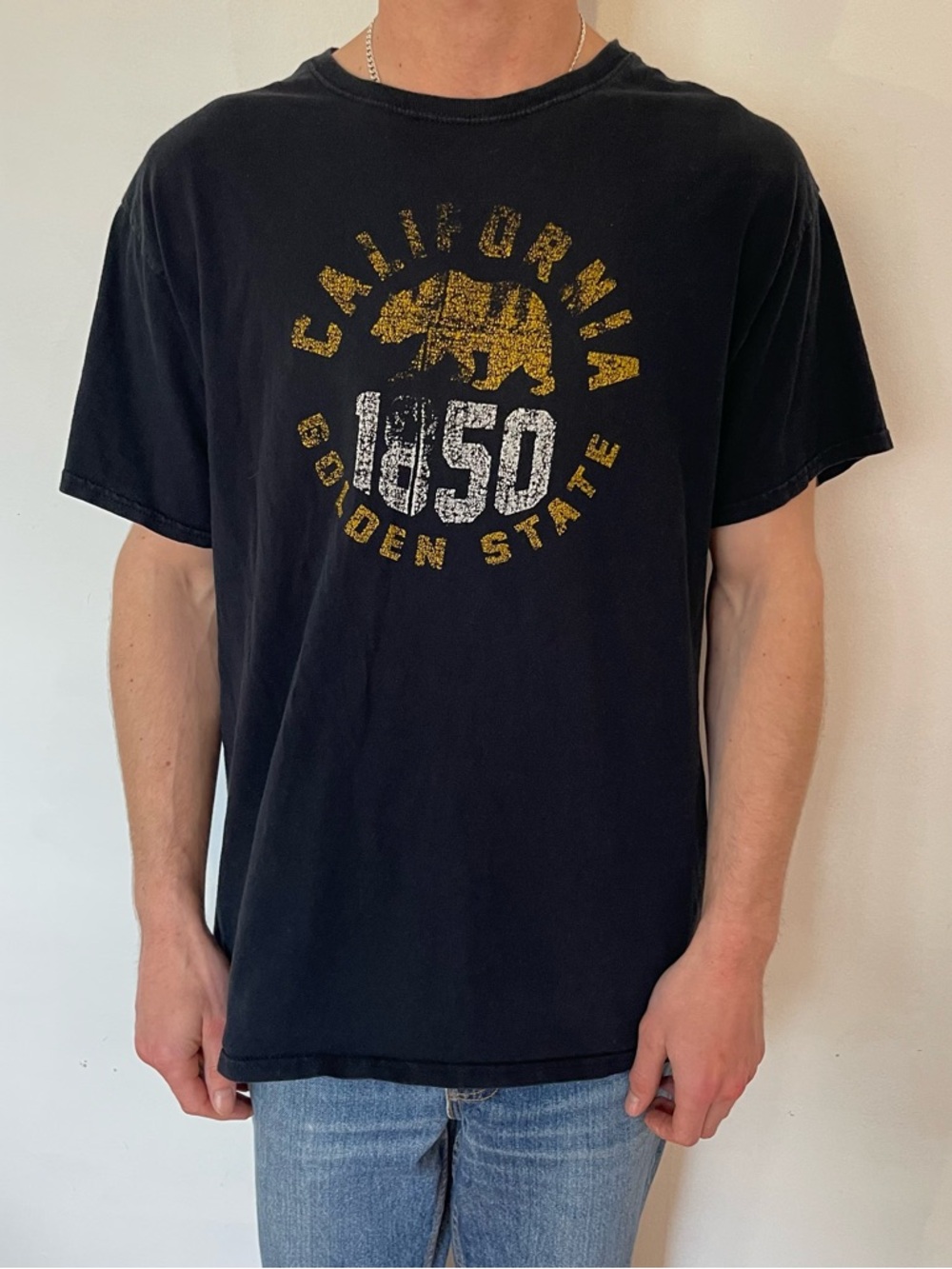Fruit of the Loom Black Short-Sleeve Tee with Gold Graphic